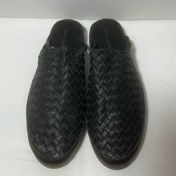 Kelsi Dagger Brooklyn Maple woven black leather mules size 10 - Picture 3 of 7